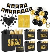 Epoesch 5 Senses Gift Bags For Him With Labels Tissue Paper and Handles, Comes With Birthday Deco...