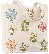 Perseverance Trade Aesthetic Embroidery Tote Bag for Women Cute Reusable Canvas Shoulder Bag for ...