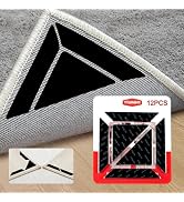 Tiumso 12Pcs Rug Gripper, Double Sided Carpet Tape for Area Rugs, Non Slip Rug Pads Grippers for ...