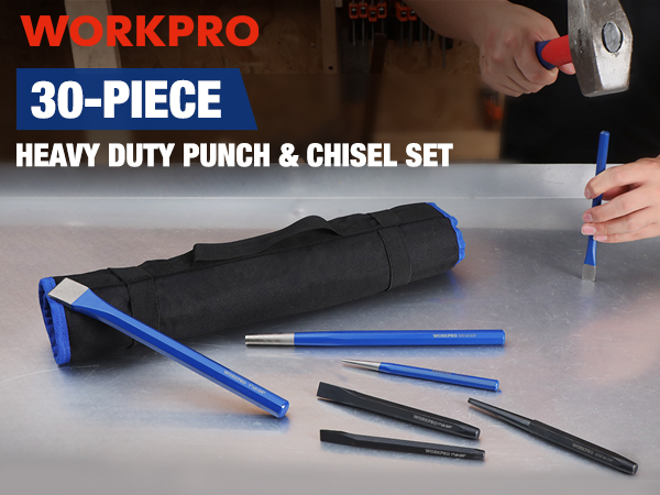 30-PIECE HEAVY DUTY PUNCH & CHISEL SET