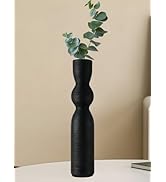 Tall Black Vase 15 Inch Tall Skinny Vases, Handmade Ceramic Flower Vase Modern Minimalist Style D...