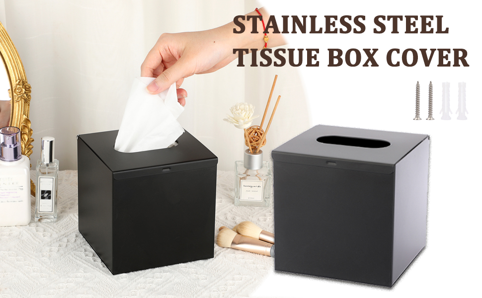 square stainless steel tissue box cover