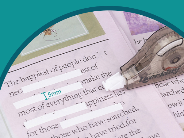 The width of the correction tape is 5 mm/0.2 inch