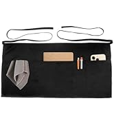 Xeoxarel Waist Aprons with 4 Pockets, Unisex Waitress Waiter Server Apron for Women and Man Half ...