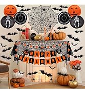 DMIGHT Halloween Decorations Indoor Set, Paper Lanterns & fans, Fireplace Mantel Scarf, Spiderweb...