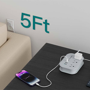 5 ft extension cord with multiple outlets