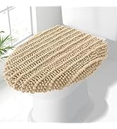 Smiry Soft Chenille Bathroom Toilet Lid Cover, Stays in Place Rubber Backing Covers, Machine Wash...