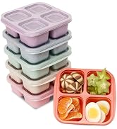 BE OVER QUALITY 6 Pack Meal Prep Containers, 4 Compartment Bento Snack Boxes, Reusable Divided Lu...