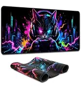 Simpkeely Blacklight Cat Large Gaming Mouse Pad for Desk, Keyboard Mat | 31.5" x 11.8" Extended W...