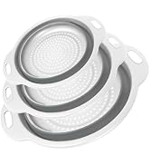 Cluren Collapsible Colander 3-Pack Set Space-Saving Foldable Kitchen Strainer with Non-Slip Base ...