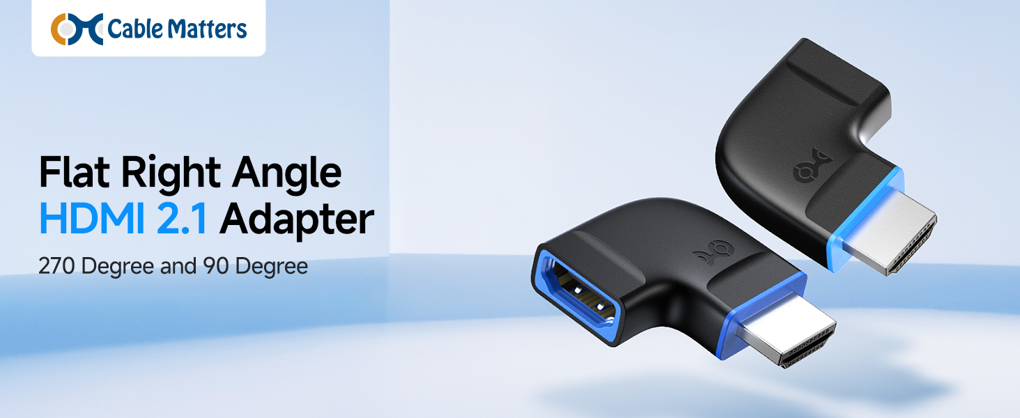Combo-Pack 8K Flat Right Angle HDMI 2.1 Adapter with HDR, Supports 8K@60Hz / 4K@240Hz