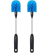 MOSOLAN Stainless Steel Bottle Brush, 2 Pack Long Handle Scrubbing Brush with Removable Head for ...