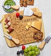 stainless steel cheese tools serving charcuterie with california cutting board