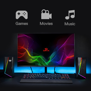 Redragon GS520 speaker with stereo sound for games movies and music boosts entertainment
