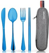 Travel Utensils with Case, Quatish Portable Silverware Set for Work, Stainless Steel Reusable Tra...
