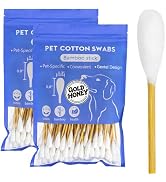 GOLD HONEY 6 Inch Large Cotton Swabs, 200PCS Dog Ear Swabs with Bamboo Handle for Dogs, Pet-Speci...
