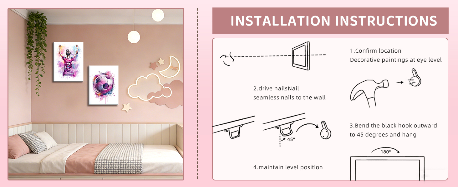 3Pcs Girl Graffiti Soccer Canvas Wall Art