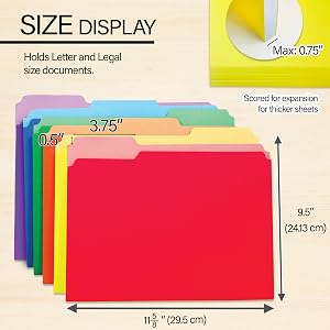 1/3 Cut Letter Size Color File Folder