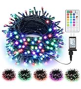 Brizled RGB Christmas Lights, 98ft 300 LED Orange Thanksgiving String Lights with Remote, 29V Plu...