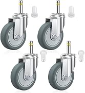HOLKIE Stem Caster Wheels 3 inch Casters Set of 4, 7/16-Inch Stem Diameter Swivel Castors Heavy D...