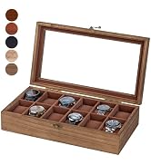 Exper City Watch Box, Watch Case for Men Women with Large Glass Lid, Wooden Watch Display Storage...