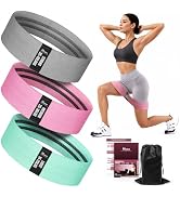 Fabric Resistance Bands for Working Out with Exercise Guide, 3 Levels Hip & Glute Bands Set for L...