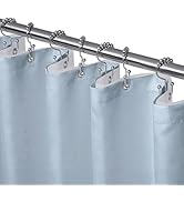 Lameirose 3 in 1 Shower Curtain Set, Fog Blue Boho Shower Curtain and Clear Liner Set with 12 Dou...