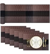 Aofmee Table Runner and Placemats Set of 6 Washable, Heat Resistant Place Mats with Table Runner,...