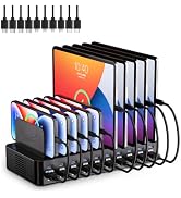 20-Port 270W Charging Station for Multiple Devices with 10 Charging Cables | USB C Charging Stati...
