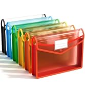 ABC life 6 Pack Plastic Expanding File Folder, Folders for Documents with Snap Closure, Colorful ...