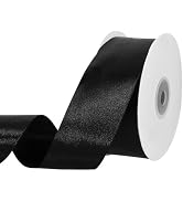 Double Faced Black Ribbon 1-1/2 Inch 30 Yards Black Satin Ribbon for Gift Wrapping Bows Flower Bo...