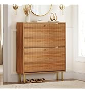 Nicetree Shoe Storage Cabinet for Entryway - 2 Flip Drawers Shoe Cabinet with Tiered Fluted Desig...