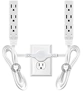 Twin Extension Cord Power Strip -12 FT Double Extension Cord - 6 Feet on Each Side, Flat Head (Wa...