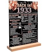 Trgowaul 90th Birthday Anniversary Decorations for Women, Rose Gold Back in 1933 Birthday Poster ...
