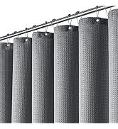 Dynamene Grey Fabric Shower Curtain - Waffle Weave Textured Heavy Duty Cloth Shower Curtains for ...