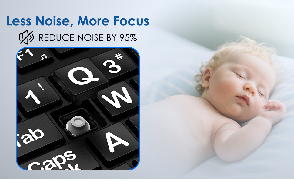 Large Print Computer Keyboard WiredUSB Full Size Quiet Keyboard Oversized Print Letter