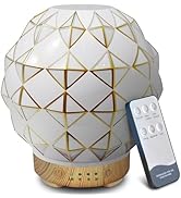 Youenkity Essential Oil Diffuser, 100ML Handcrafted Glass Aromatherapy Diffuser with 7 Color LED ...