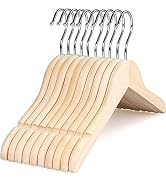 TOPIA HANGER Unfinished/Natural Kids Children Baby Wood Wooden Clothes Dress Shirt Hangers with N...