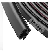 Fingwerk 40 Feet Rubber Weather Stripping Door Seal Strip, Self-Adhesive Backing D-Shape Door Wea...