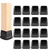 24 PCS Square Silicone Chair Leg Floor Protectors with Felt, Floor Protectors for Chairs, Felt Fu...