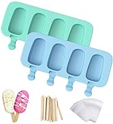 Popsicles Molds, Ozera 2 Pack Homemade Cake Pop Molds, Reusable Silicone Ice Pop Cream Maker Cake...