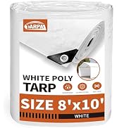 TARPAL 8'x10' White Tarp Waterproof 7.5 mil Medium Duty All Purpose Poly Tarps Cover Waterproof,U...