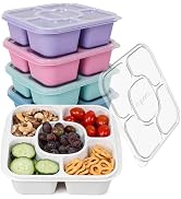 Caperci 5-Pack Lunchable Container Set for Kids & Adults - Reusable Bento Snack Box Containers wi...