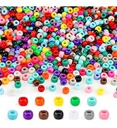 Paodey 1200pcs Pony Beads 9mm Kandi Beads for Bracelets, Hair Beads for Braids, Plastic Colorful ...