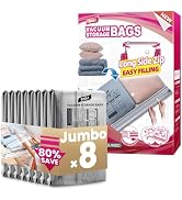 TAILI 8 Pack Vacuum Storage Bags, Jumbo Size 39x28 inch, LONG SIDE ZIP Vacuum Seal Bags for Beddi...
