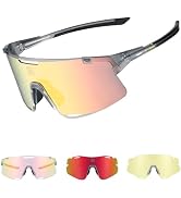 ROCKBROS Cycling Glasses Sports Sunglasses with 3 Interchangeable Lenses | Includes Photochromic,...