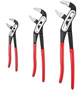 MAXPOWER 3Pcs Water Pump Pliers, 40% Wider Opening Plumbing Pliers Curved Jaw Quick Adjustment Pl...