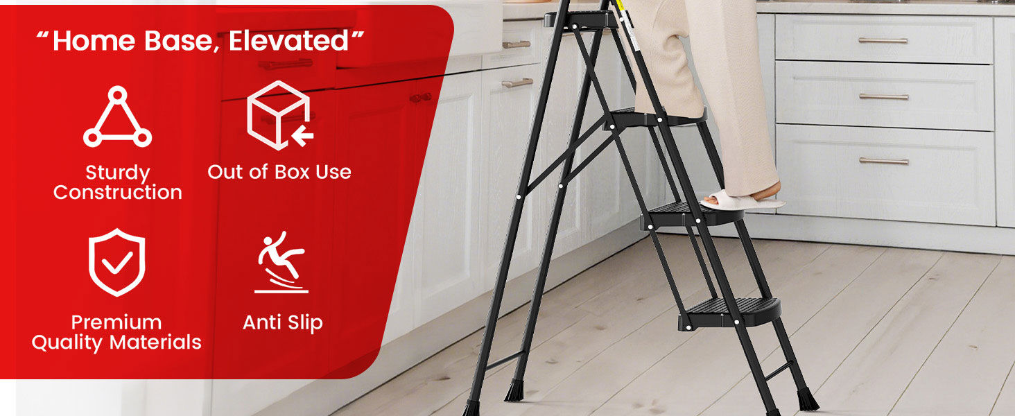 HBTower 4-step household metal ladder