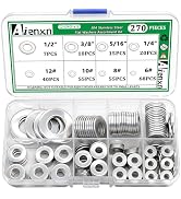 Aienxn 270PCS Flat Washers Assortment Kit, 8 SAE Sizes -1/2, 3/8, 5/16, 1/4, 12#, 10#, 8#, 6#, (1...