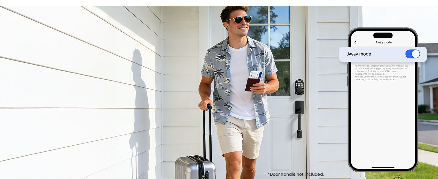 When Vacation Mode is on, all codes except the master user code are disabled to secure your home.